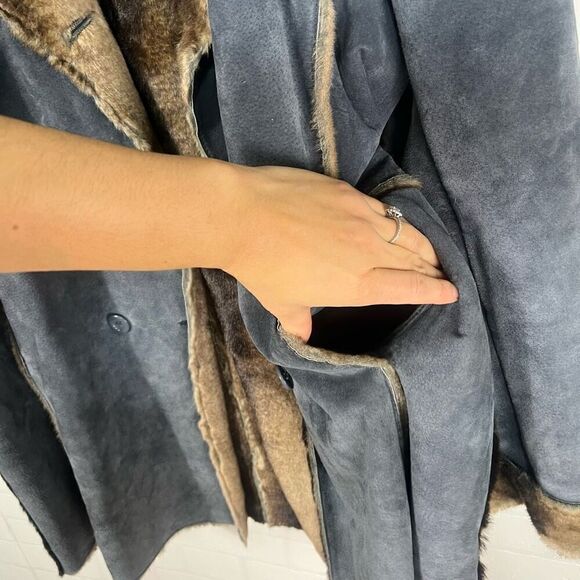 Marvin Richards Unisex Penny Lane Jacket Size XL Suede Leather Faux Fur - Picture 11 of 16